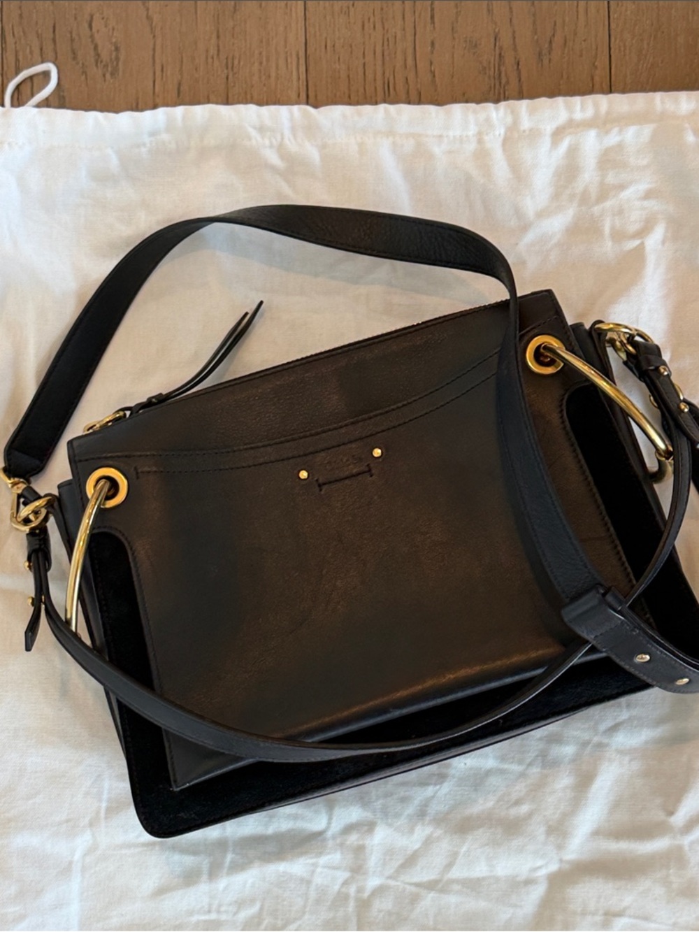 CHLOE NWT Black Leather Crossbody Bag with Gold Hardware